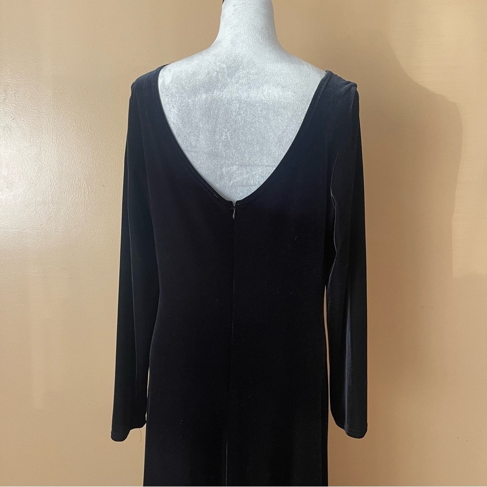 Jeffrey + Dara Vintage Velvet Evening Long-Sleeve Dress with Lace Insert size 14 - Picture 6 of 8